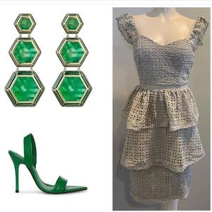 JUST ME GREY LACE DRESS MINI DRESS- NEW - SMALL